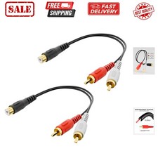RCA Splitter 1 Female to 2 Male 8 Inch, Stereo Audio Y Cable, Gold Plated Dua...