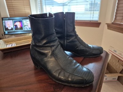Florsheim Mens Size 8EEE Ankle Boots Blue Leather Side Zip Beatle Boots - Nice!