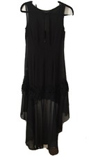 Coast Black Chiffon Occasion Dress With Ruffled Hem Size 8