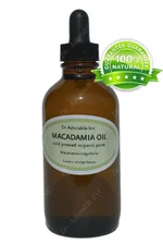 4 oz Glass Bottle with Glass Dropper Macadamia Nut Oil Skin Care Hair Health 