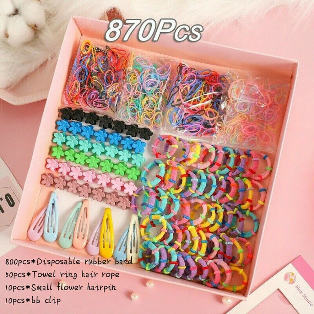 Candy Color Hair Clips Rope Ponytail Holder Girls Kids Hair Accessories Set