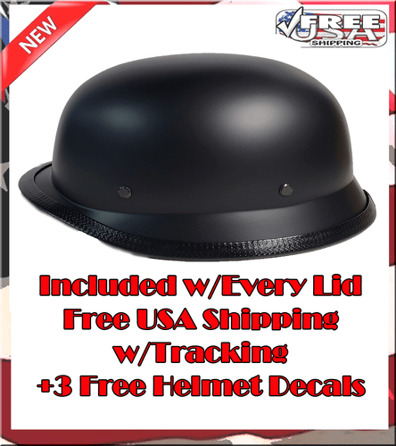 CASCO ALEMÁN PLANO NEGRO BAJO PERFIL MOTOCICLISTA MOTO NOVEDAD CASCO - Imagen 3 de 5