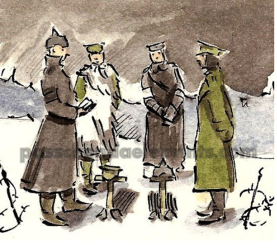 'The Christmas Truce 1914, The Joint burial   Ltd ed signed print ww1 xmas gift