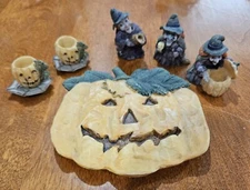 Vtg Halloween Tea Set Pumpkin and Witch Miniature Popular Imports 1994 