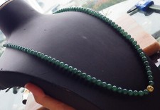 Certified Green Burma Natural A JADE Jadeite Beads Necklace 27 inches 654149 TN