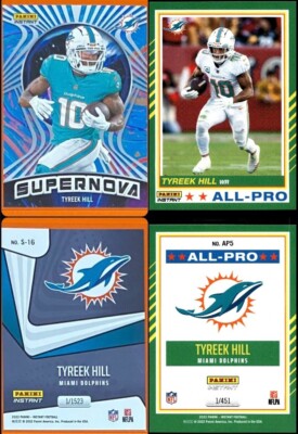 (2) 2022 Panini Instant Tyreek Hill SUPERNOVA/ALL-PRO TEAM Dolphins #S-16 & #AP5