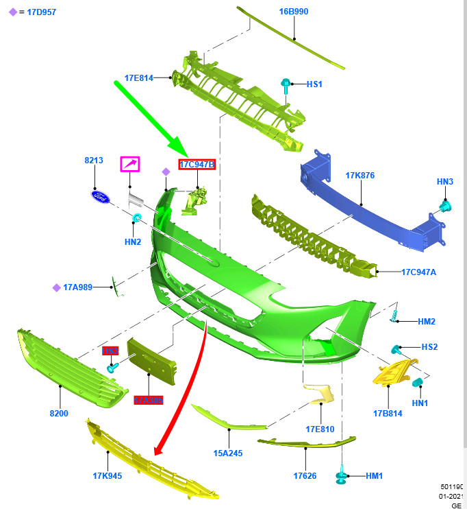 FORD FOCUS MK4 Front Right Bumper Bracket PaJX7B-17D958-A1E  