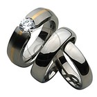 Titanium his & hers Engagement Wedding 4 & 6 mm rings