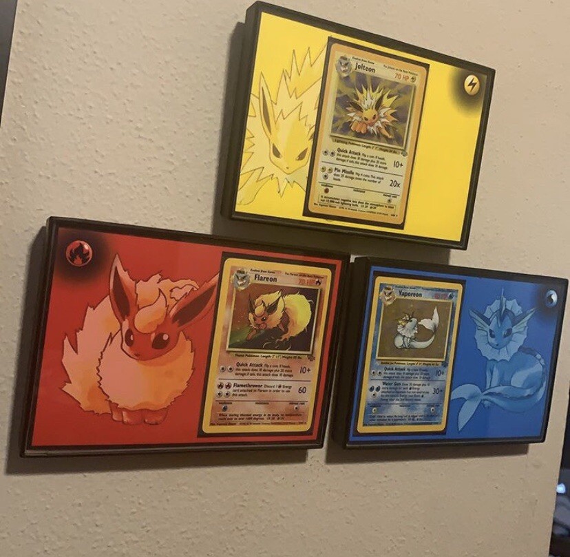 Framed Pokemon Card Display. Eeveelutions(CARDS NOT INCLUDED/FRAMES ONLY) Framed Pokemon Card Display. Eeveelutions(CARDS NOT INCLUDED/FRAMES ONLY)