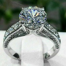 2.80 Ct Round Cut Lab-Created White Diamond Engagement Ring 14K White Gold FN