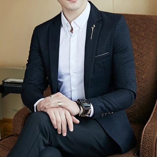 Blazer Slim-FIT Men's Casual Suit New Luxury Jacket Fashion Top - Imagen 14 de 22