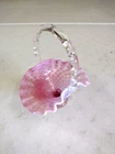 Vintage 6" Fenton Opalescent Pink & White Hobnail Glass Basket Ribbed Handle