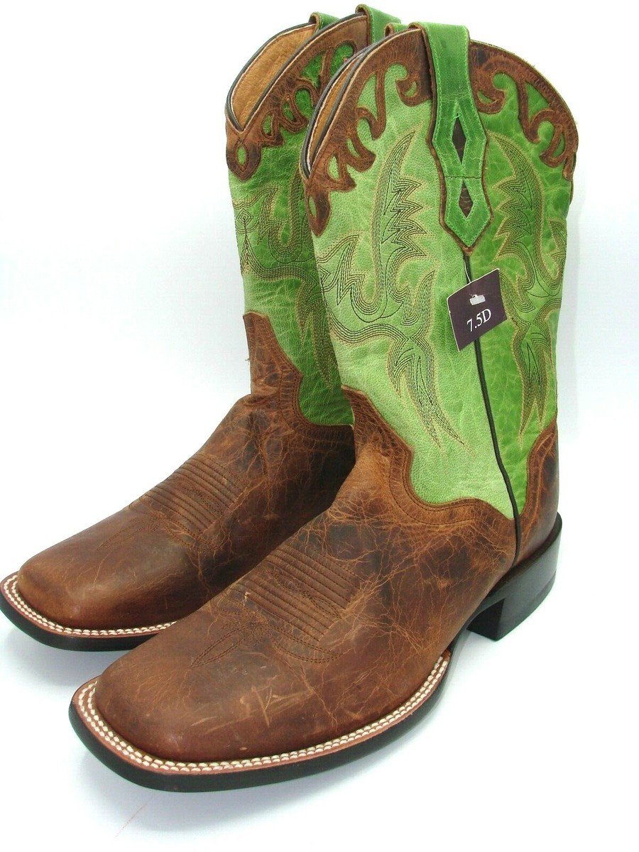 J.B. Dillon Brown and Green Cowboy Boots J.B Dillion Reserve Square Toe - Bogo Boots main image 2