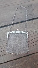 1920's VINTAGE/ANTIQUE .800 EUROPEAN STERLING SILVER MESH EVENING PURSE 114 GRS.