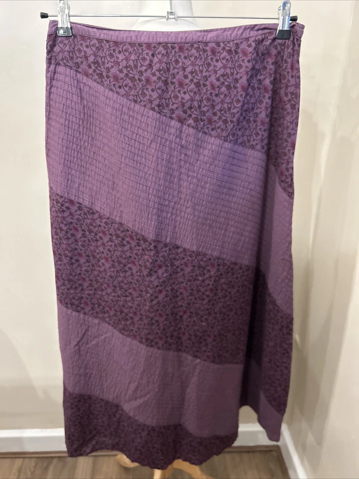 Dash Women’s Skirt Size Uk 14 Purple Floral Panelled A Line Midi Lined Cotton - Image 2 of 4