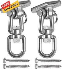 Hammock Chair Hanging Kit Swing Ceiling Mount, Heavy Duty 360° Swivel Silver 