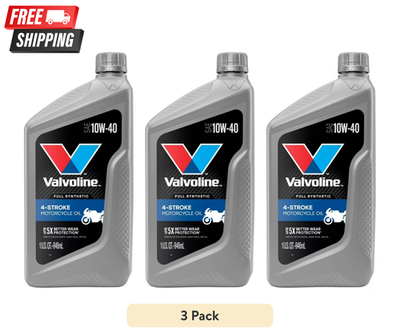 #ad 3 pack Valvoline 4 Stroke Motorcycle Full Synthetic 10W 40 Motor Oil Free Ship $23.50