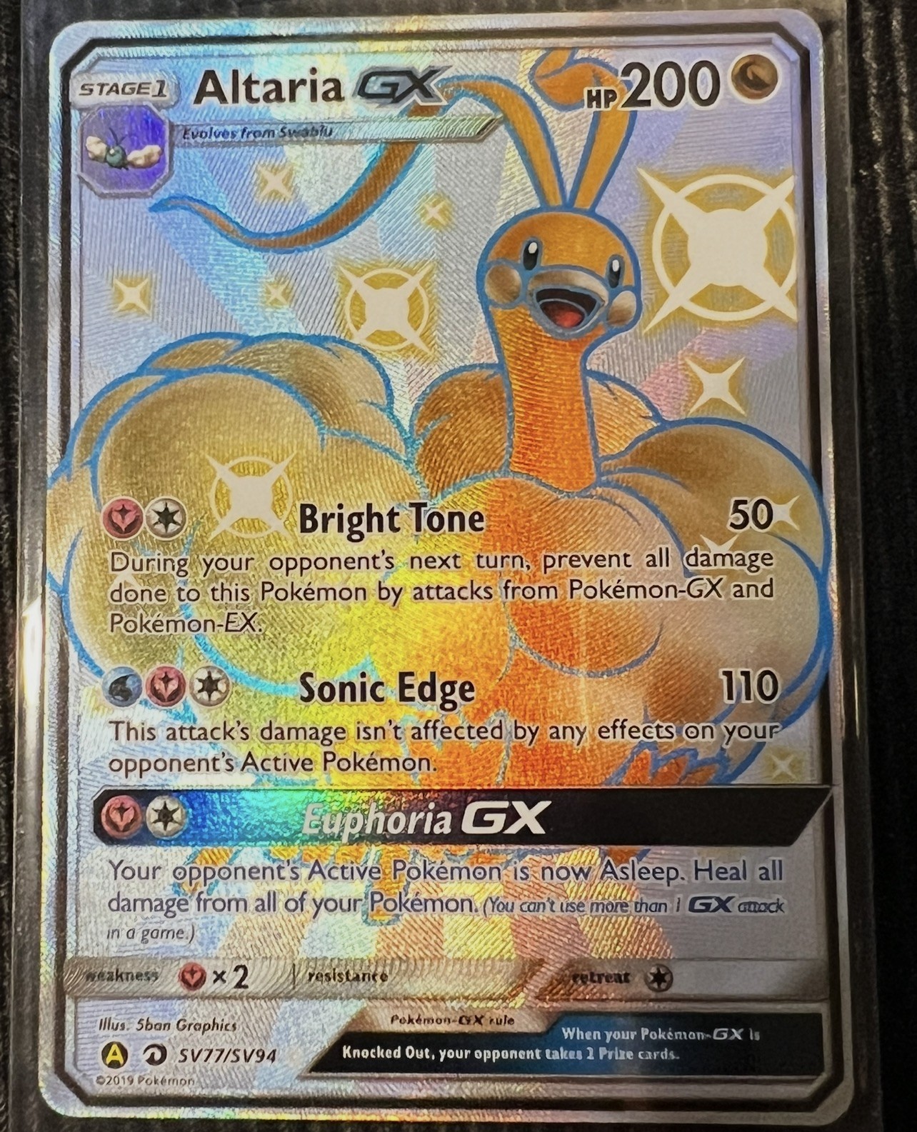 Altaria GX SV77/SV94 Hidden Fates Shiny Vault Holo Pokemon