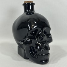 Unmarked Black Pressed Glass Skull Bottle Cork Stopper Halloween Barware