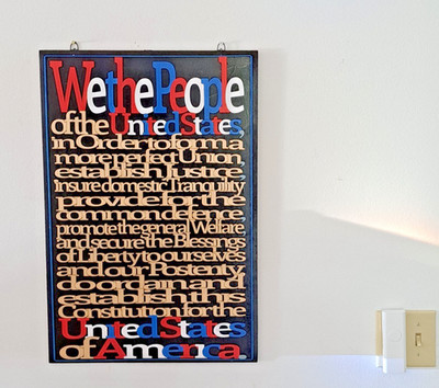 3D Wood Engraved Welded Letters Constitution of United States  Wall Art