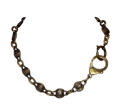 Versace Goldtone Medusa Greek Key Necklace Wallet Chain