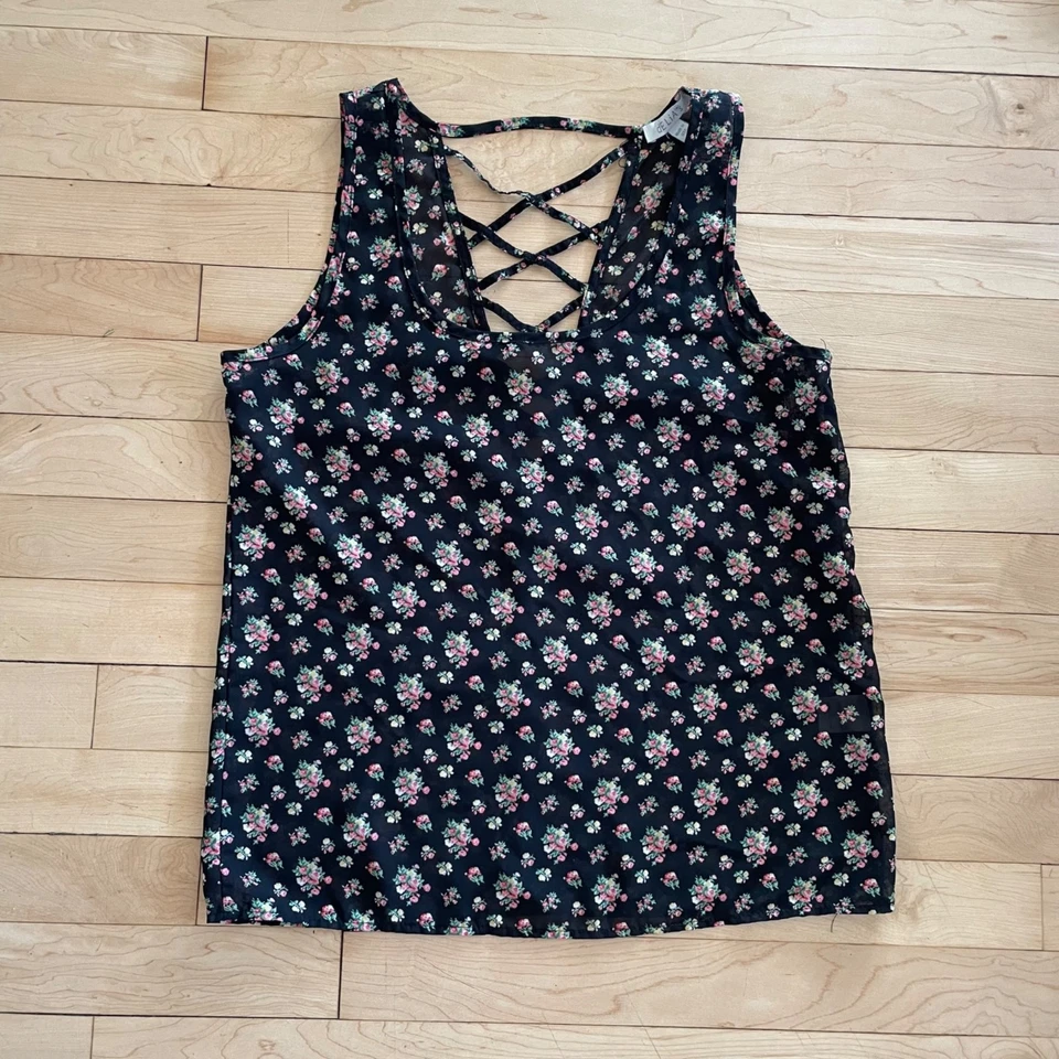 Tanque transparente vintage años 90 dELiA*s floral con cordones espalda talla S Whimsigoth Y2K coqueta Foto 3 de 4