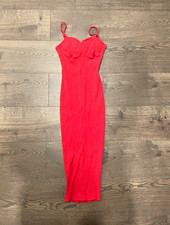 Fashion Nova red ribbed knit sweetheart neck strappy bodycon maxi dress M