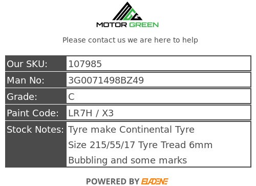 Volkswagen Passat 2017 Alloy Wheel & Tyre Single 215/55/17  3G0071498BZ49 - Picture 5 of 9