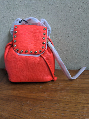 NWT Rebecca Minkoff Micro Unline Leather Backpack In Poppy Red