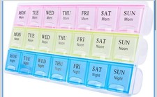 Large Weekly Pill Organizer 3 Times A Day, Moisture-Proof 7 Day Pill Box