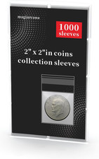 2X2 Coin Flip Sleeves - 1000Pcs, No Stapler Needed, Protectors  Holders for Col