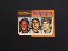 1975 Topps '74 Highlights Baseball Card. #7 Nolan Ryan/Steve Busby/Dick Bosman.