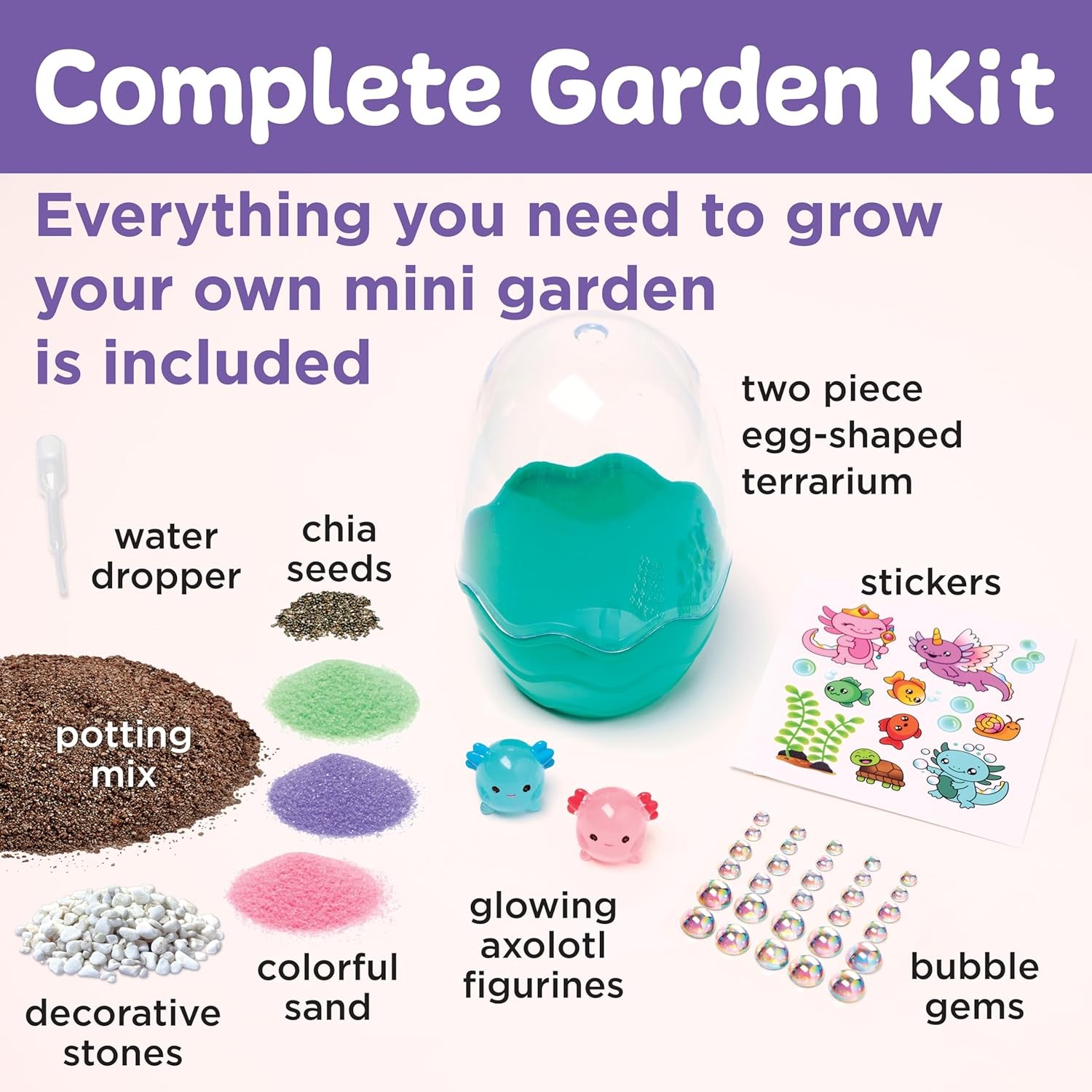 Creativity for Kids Mini Garden: Axolotl Terrarium - STEM Science Kit for Kids, 
