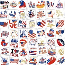 4th of July Temporary Tattoos Kids - 180Pc Patriotic