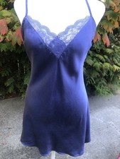 Victoria Secret Silk Blue 2 Piece Camisole S and Short M with Lace