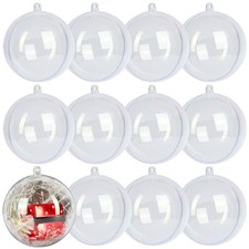 12 Pack Clear Plastic Fillable Ornament Balls 3.15 Inch