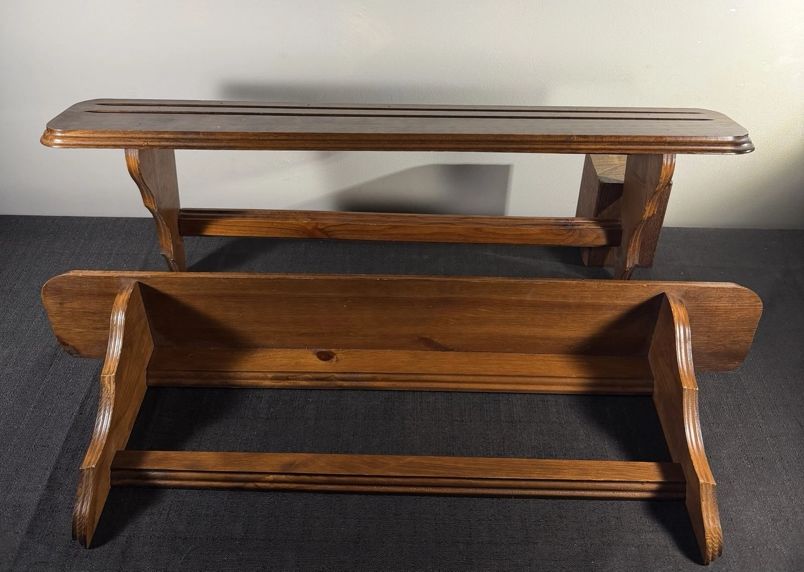 Vintage Solid Wood Wall Shelves Set 2 Rustic Farmhouse 30 in Handmade