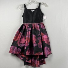 Bonnie Jean Party Dress Girls Size 10 Floral Sleeveless Jacquard Black Pink New