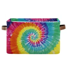 Tie Dye Rectangular Storage Basket Shelf Bin Clothes Organizer Dorm Gift Home