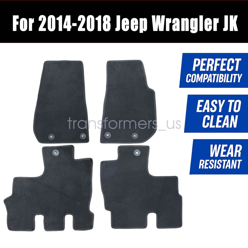 Alfombrillas delanteras y traseras negras para Jeep Wrangler 2014 2015 2016 2017 nuevas Foto 2 de 4