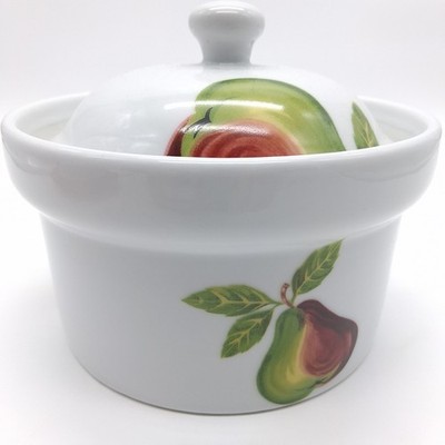 Vintage Cordon Bleu BIA Stoneware Casserole Dish Pear Country Kitchen Decor