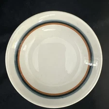 Vintage O.P. Co Syracuse China Fruit Dessert Bowl Orange Black Gray Stripe