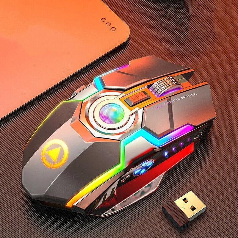 Wireless Gaming Mouse Rechargeable Ergonomic RGB Backlit For Laptop Computer - Image 3 of 4
