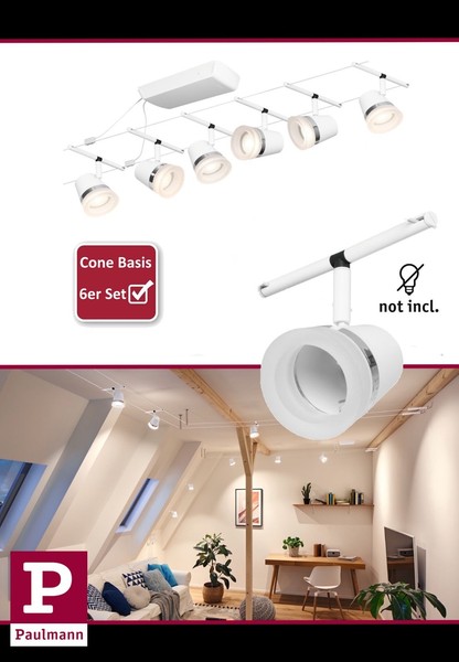 Paulmann Seilsystem Cone Weiss Matt 6Er Set Gu5,3 Ohne Leuchtmittel Uvp 142,48€-image