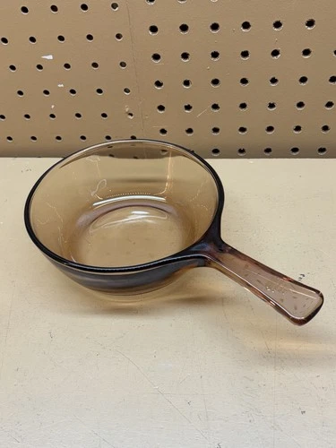 Vision Corning Ware Amber 0.5 L Sauce Pan No Lid Pyrex Glass Cookware Vintage