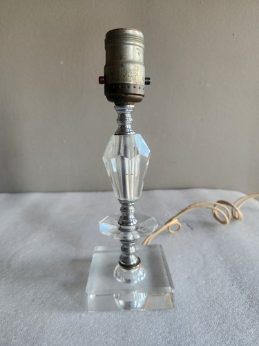 Vintage Mid-Century 50er Jahre geschliffenes gestapeltes Glas Akzent Tischlampe • funktioniert 9" - Bild 8 von 24