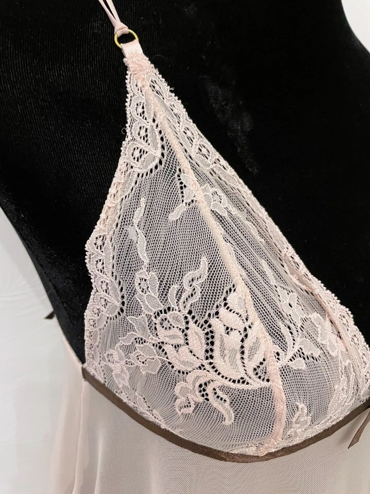 Elle Macpherson Intimates Womens Lace Boudoir Babydoll Top Medium Pale Pink Knit - Image 3 of 4