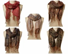 Women Floral Scarf Jacquard Scarves Paisley Pashmina Acrylic Shawl Wrap Stole