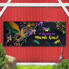 Welcome to Mardi Grass mask banner