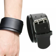 Leather Bracelet Punk Rock Wide Wrist Belt Wrap Mens Cuff Wristband Bangle Strap